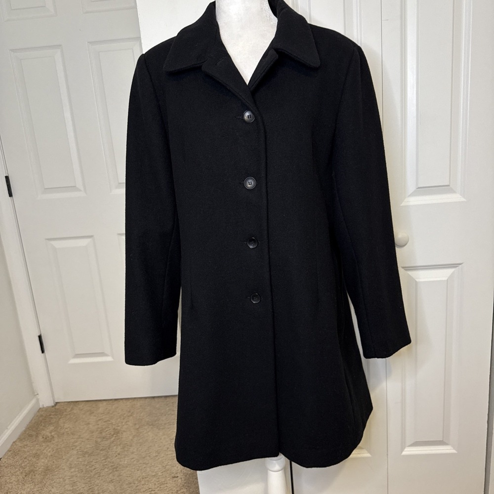 Covington Womans Black Wool Pea Coat Sz XL (18) Classic Nice Clean & Warm